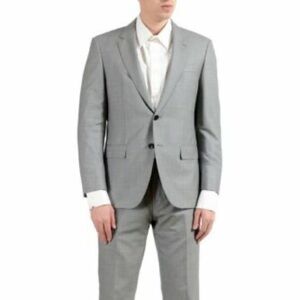 HUGO BOSS Grey Jewels/Linus Blazer Super 100 Wool Notch Lapel